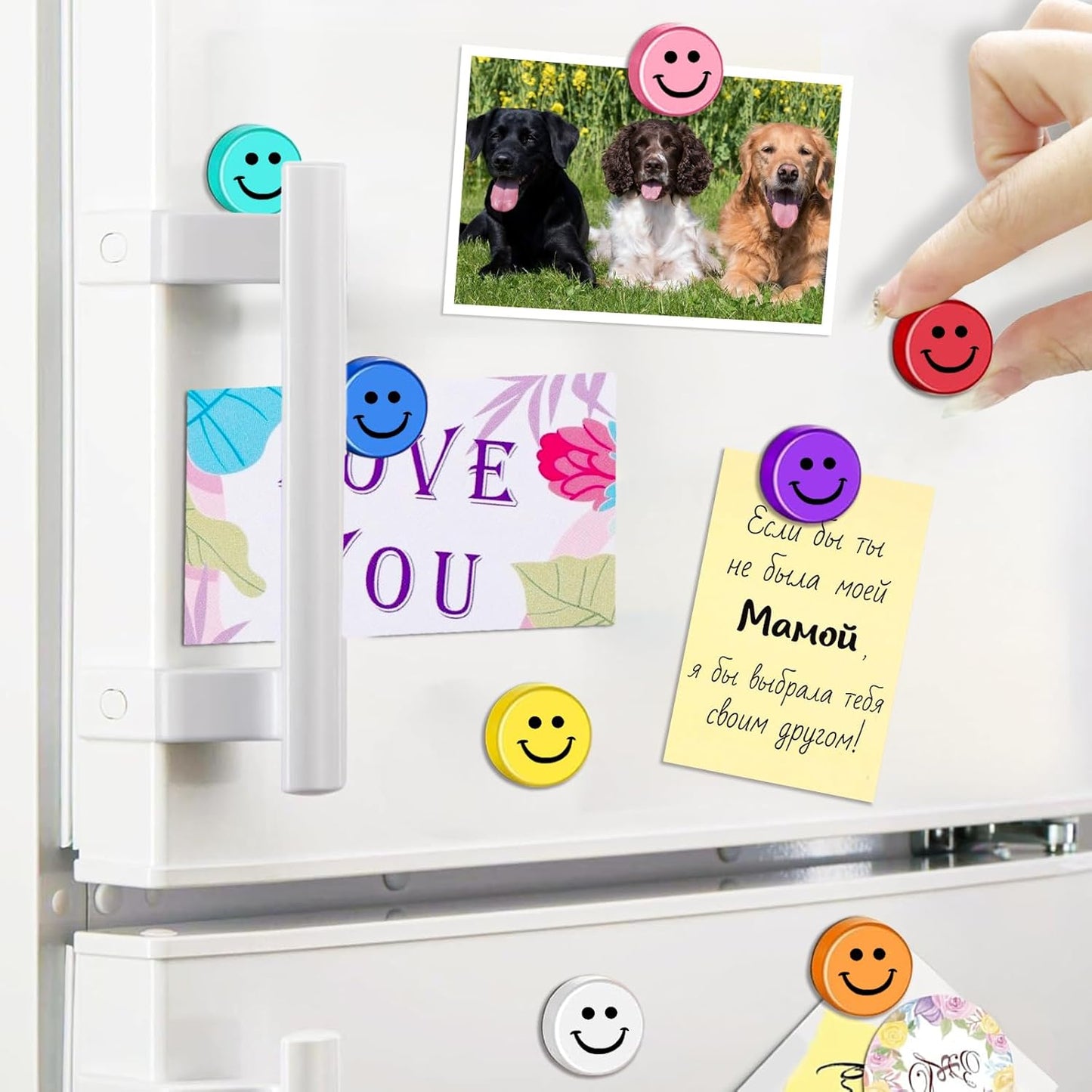 Qualsen Fridge Magnets, Funny Cute Refrigerator Magnets for Whiteboard, Locker, Office, Classroom (Smile-20pcs)