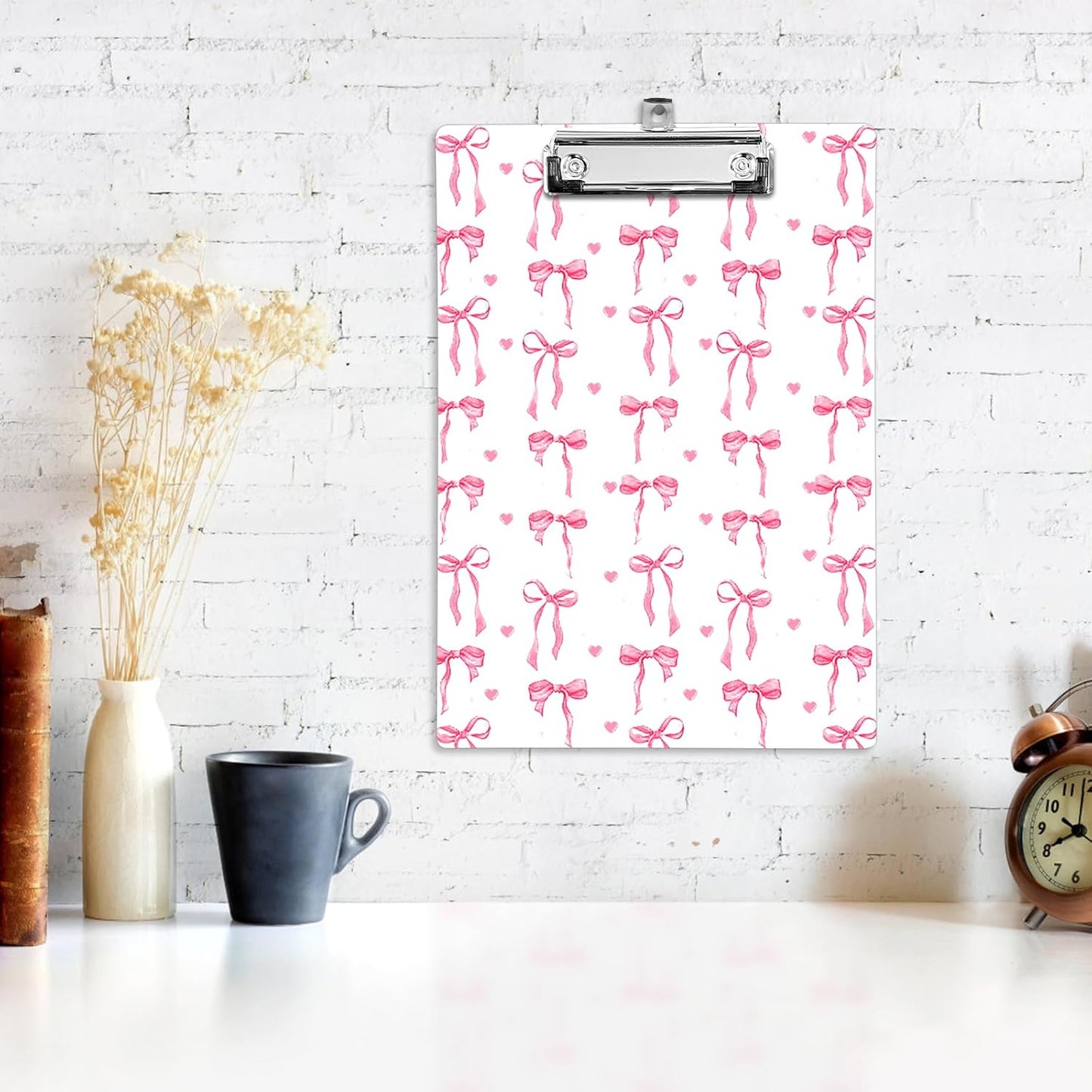 Plastic A4 Clipboards, Cute Fashion Clipboard Decorative, 12.2" x 8.7" Standard A4 Size Clipboards, Plastic Acrylic Clipboard for Teacher, Social Worker, Students,Women, Office Supplies(Butterfly Bow)