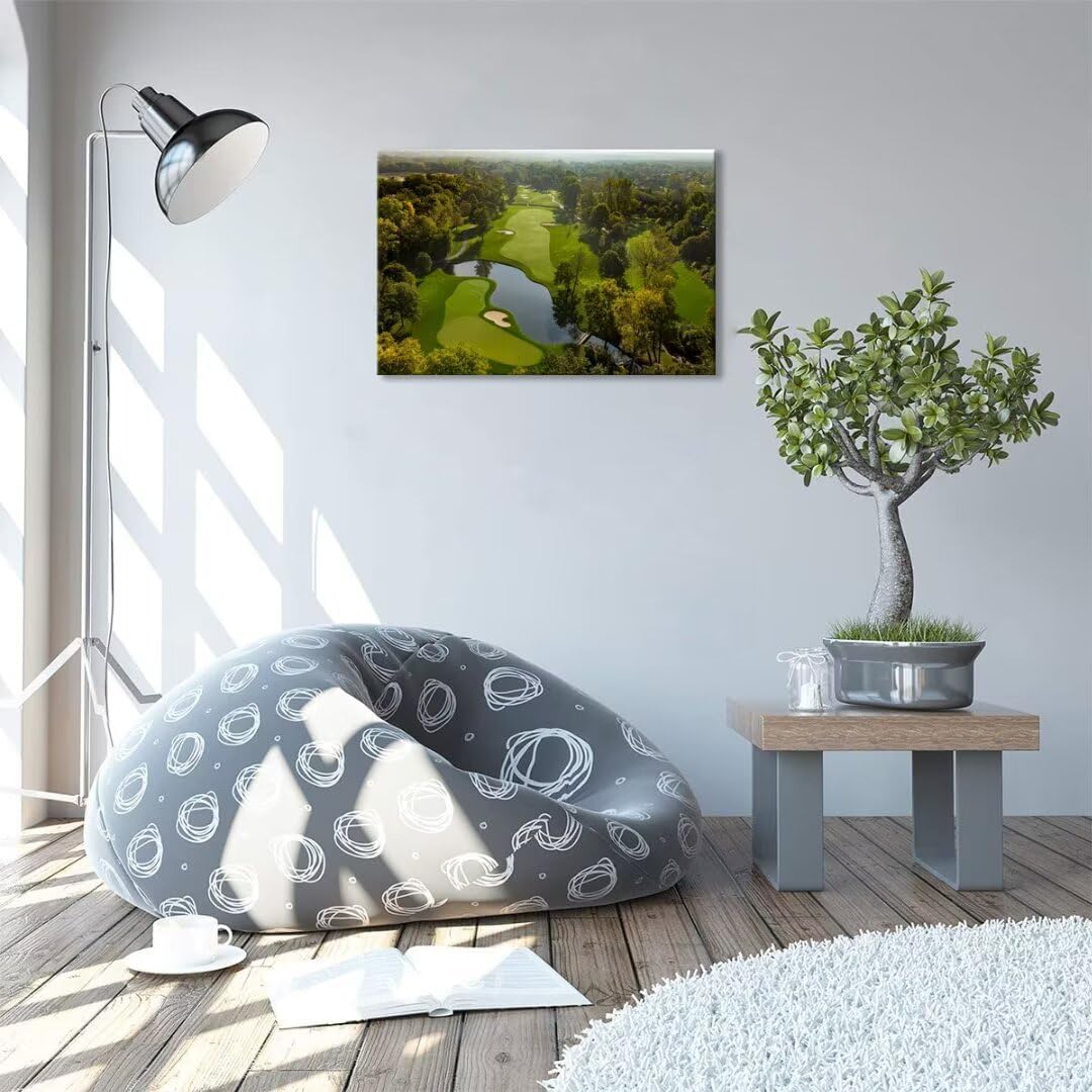 chenchenArt USA Ohio Golf Course Wall Art for Office Living Room Bedroom Home Decorations Ohio Golf Course Picture Poster Canvas Prints Modern Artwork Framed Ready to Hang(18''H x 24''W)