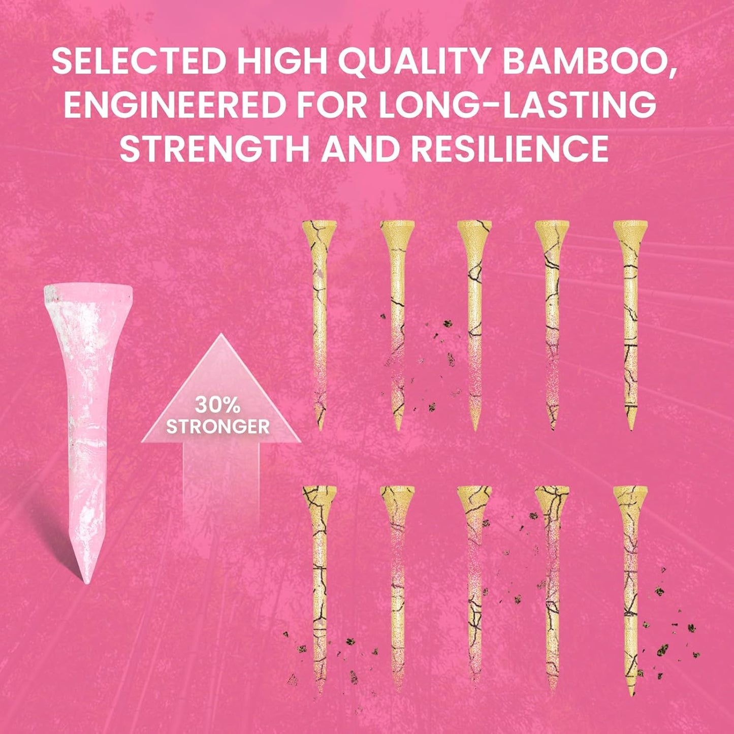 Amy Sport Golf Tees Styllish Bamboo Wooden Coloured Painted Bulk 200 Pack 1 1/2 3 1/4 2 3/4 Inch Tee, Enhanced Visibility Color Purple Pink Green Blue, Practice for Men Women