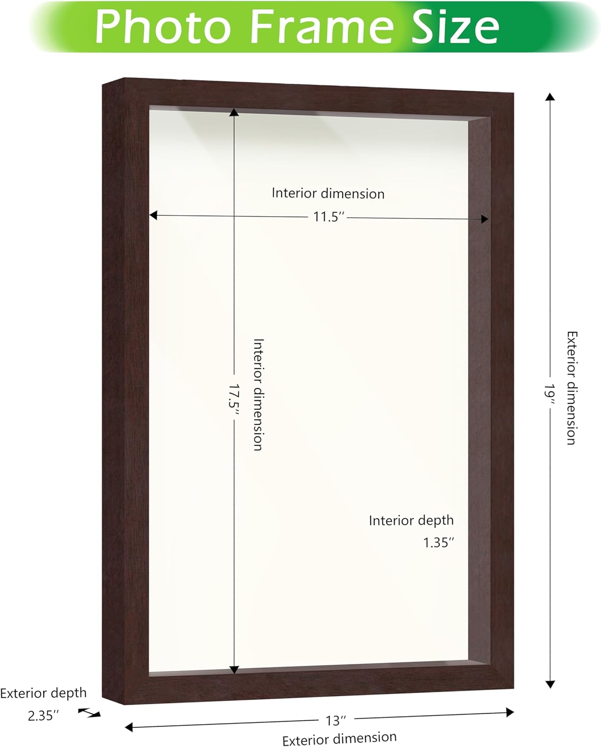 FrameWorks 12" x 18" Mahogany Wooden Shadow Box Frame – Soft Felt Back, Tempered Glass, and Included Elegant White Ball Push Pins