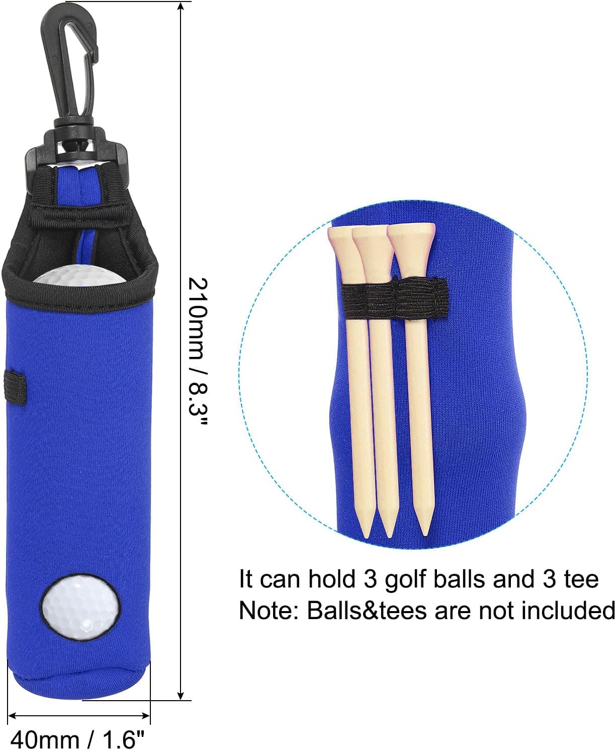 PATIKIL Golf Ball Carry Bag, Golf Tee Holder Pouch Portable Neoprene Golf Ball Holder with Clip for Men and Women Storage Gifts