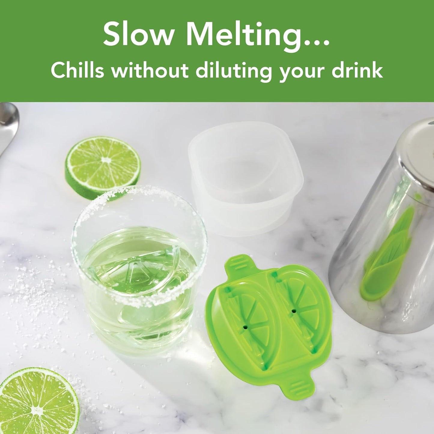 Tovolo Lime Wedge Ice Molds (Set of 2) - Slow-Melting, Leak-Free, BPA-Free/Great for Whiskey, Cocktails, Fun Drinks, and Gifts