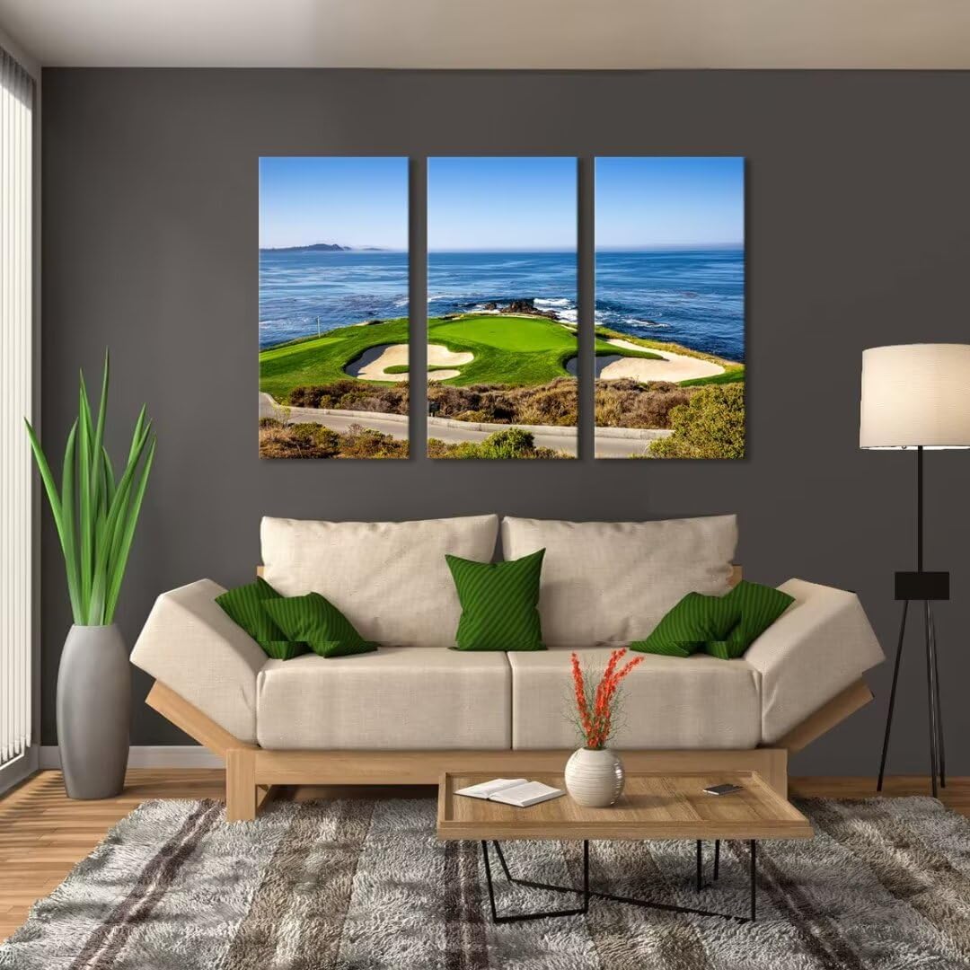 Golf Course Canvas Wall Art for Living Room Bedroom Home Decorations USA California Golf Course Pictures Posters Framed Artwork Canvas Prints Ready to Hang(20''W x 40''H x3)