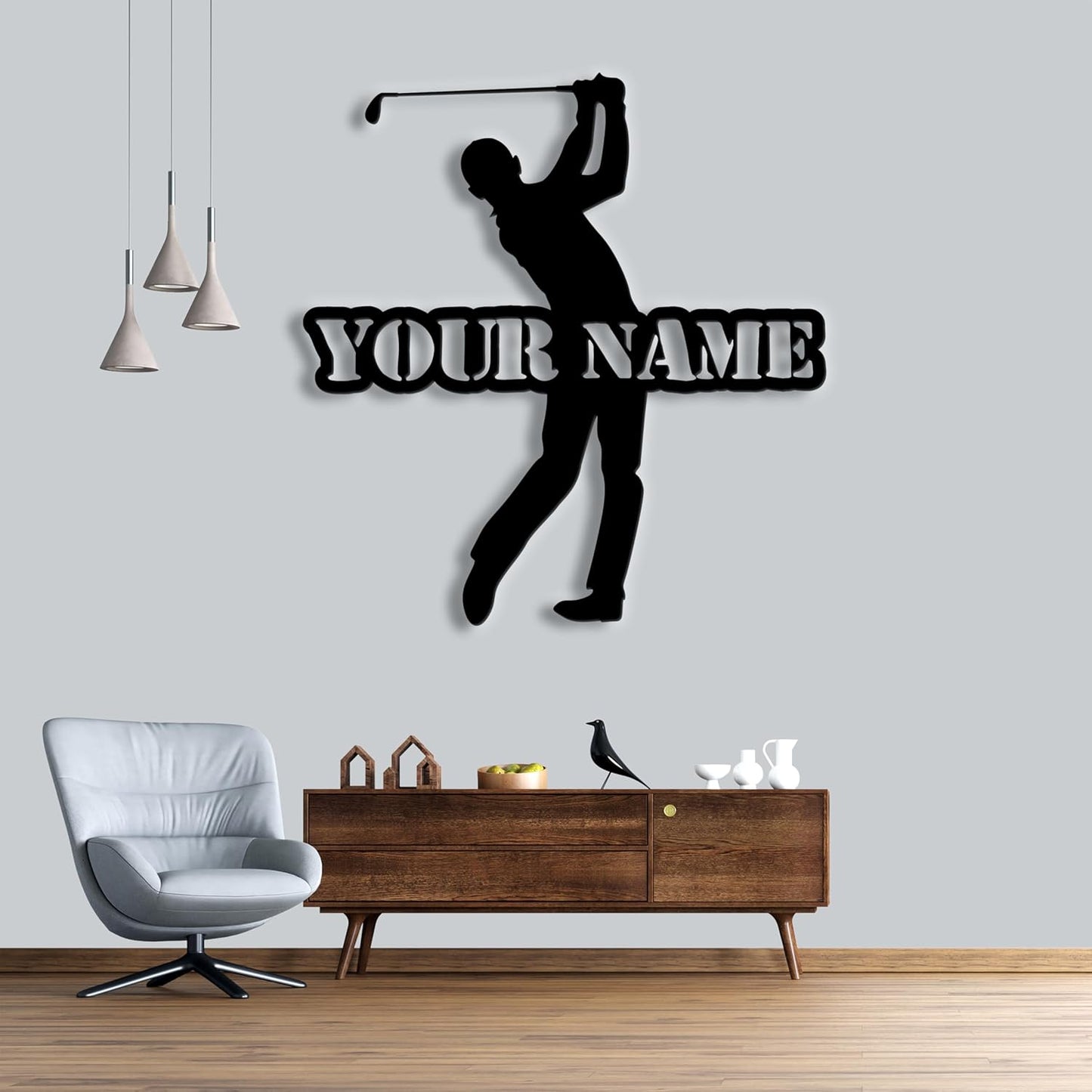 Custom Golfer Metal Wall Art with Led Light, Personalized Golfer Name Sign Home Decor 19th Hole Golf Club Decoration, Home Decor,Custom Golf Name Sign Decor, Gift For Dad, Son, Sports Lovers, Christmas Gift