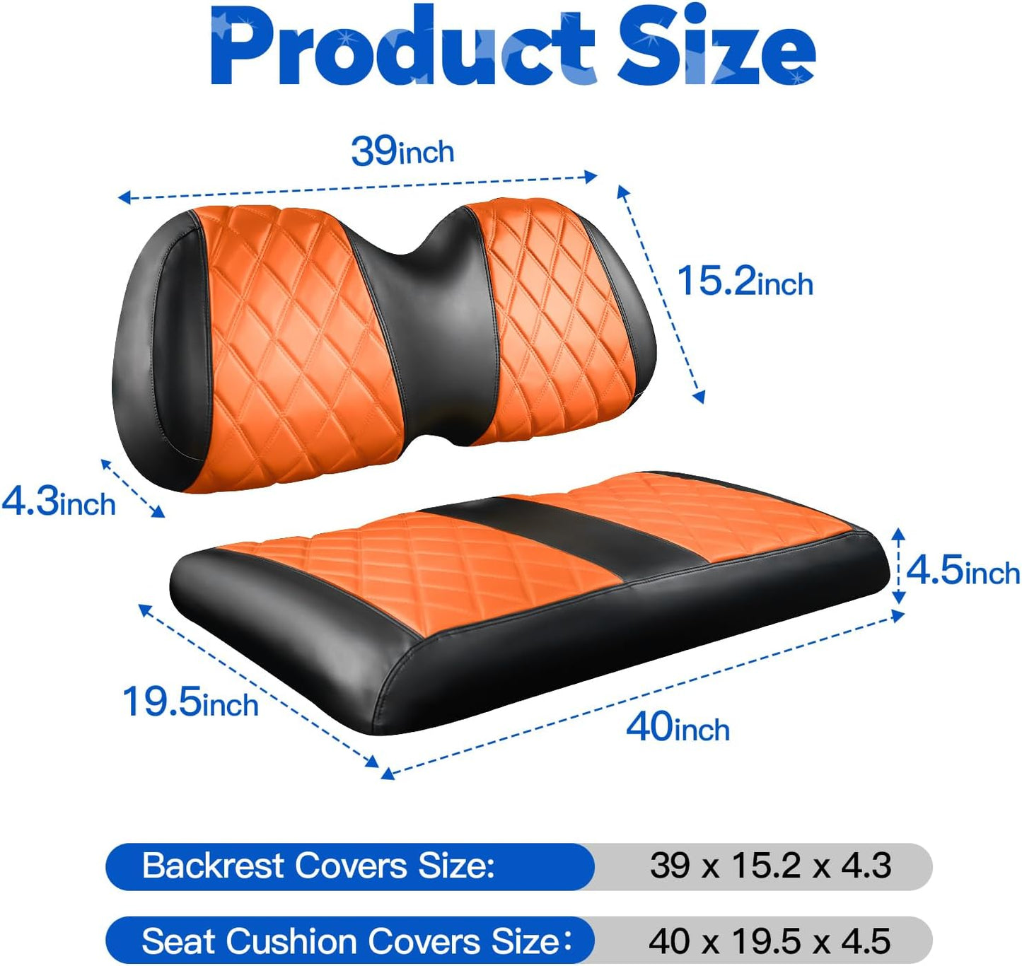 NOKINS Golf Cart Diamond Seat Covers Kit, Fit for Club Car Precedent OEM Standard Front Seat Cushion, Golf Cart Vinyl Seat Cover, No Nails Required