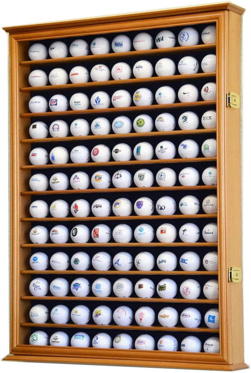 Golf Ball Display Case Holder Cabinet Wall Rack Stand Select Your Size 98% UV Lockable 5 Sizes 4 Colors to Choose