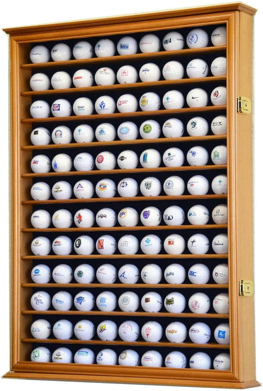 Golf Ball Display Case Holder Cabinet Wall Rack Stand Select Your Size 98% UV Lockable 5 Sizes 4 Colors to Choose
