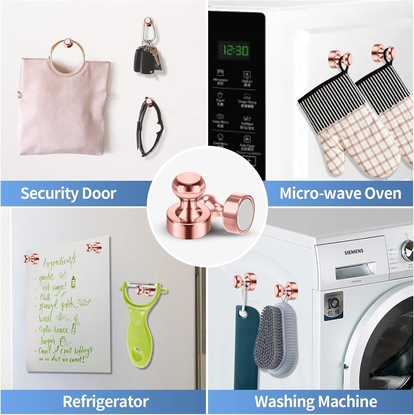 Small Strong Refrigerator Magnets Black Magnets for Fridge Mini Magnetic Push Pins Metal Brushed Nickel for Whiteboard Map, Fridge Magnets Adult, Office Magnet (Rose Gold, 24Pack)