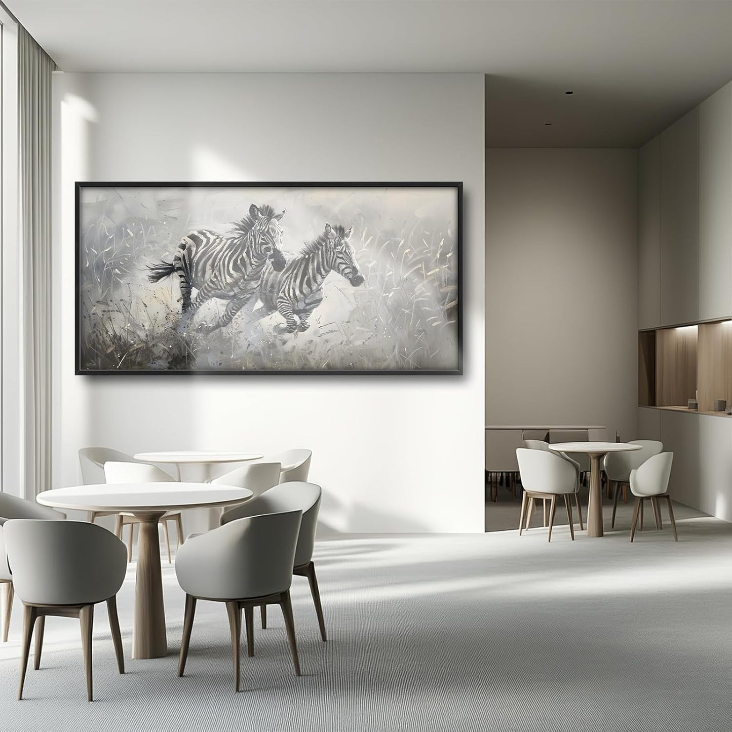 Large Country Zebra Framed Wall Art for Living Room African Zebra Pictures Canvas Wall Decor Print Painting Artwork Modern Home Decorations for Bedroom Office 60x30 inch