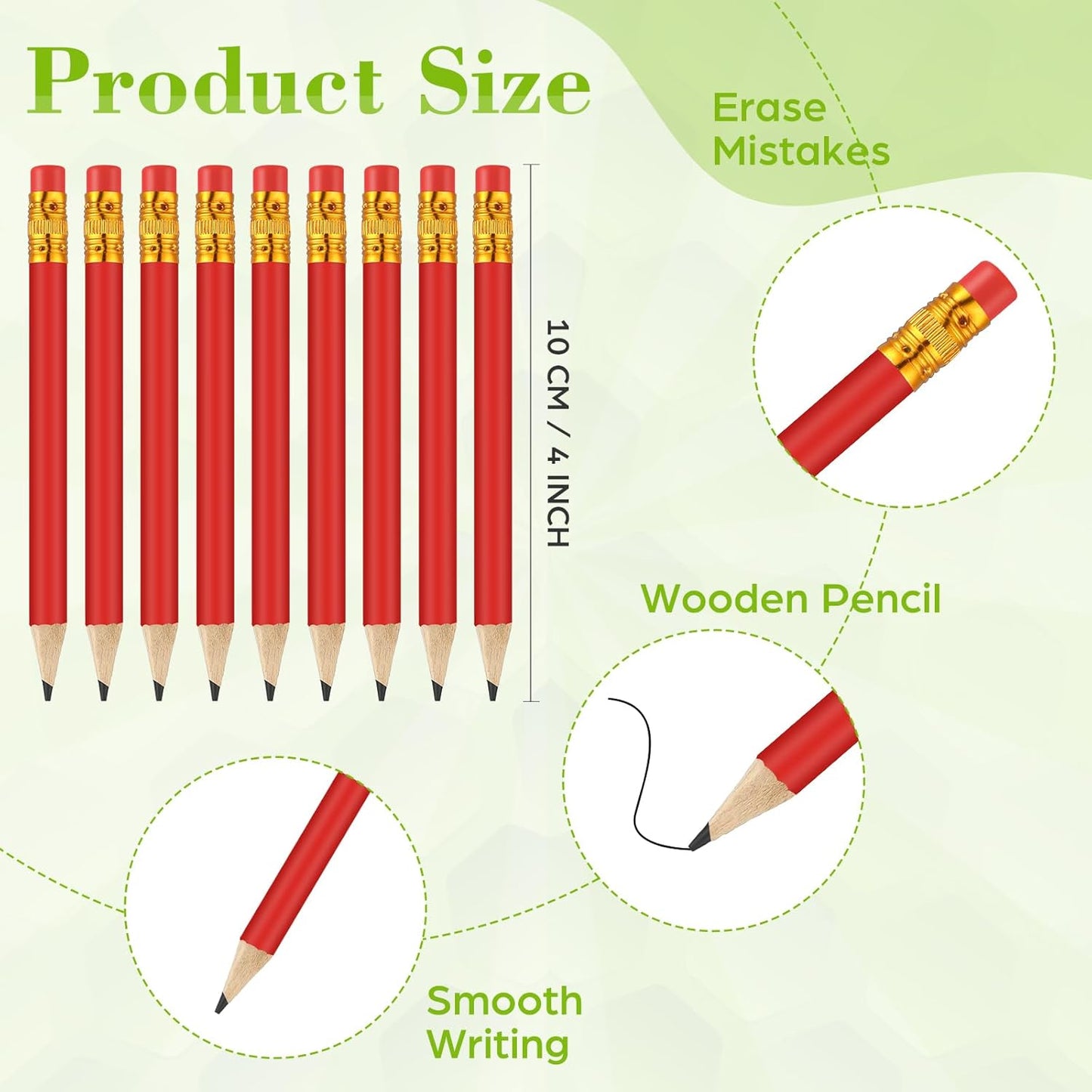 50 Pcs 4 Inch Mini Golf Pencils with Erasers Bulk Pack of Wooden Pencils for Parties Weddings School and Offices (Red)