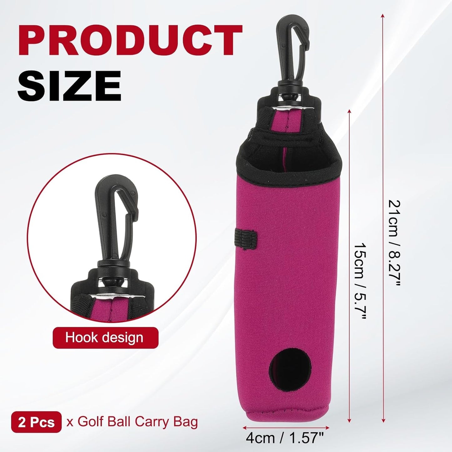 uxcell Golf Ball Carry Bag, Waist-Mounted Storage Bag Neoprene Golf Tee Holder Pouch with Lightweight Hook for Men and Women