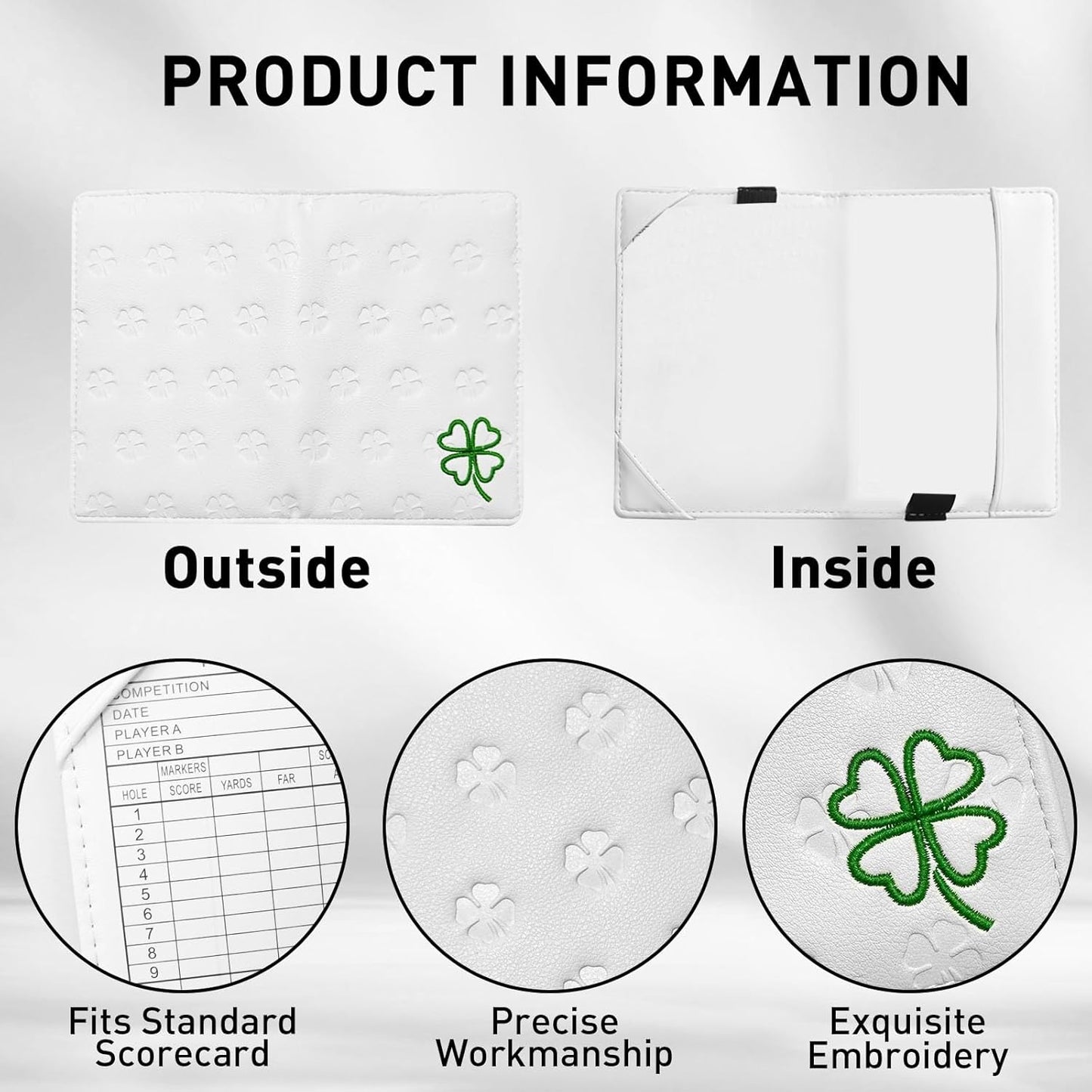 FINGER TEN Golf Scorecard Holder with 2 Free Pencils Value Pack, Premium Leather Yardage Books Cover Weatherproof, Lightweight Portable Score Tracking Accessories for Men Women