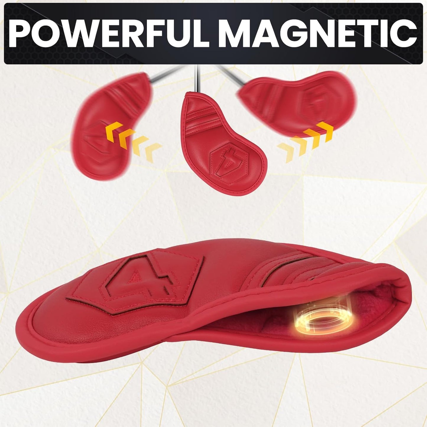 Magnetic Golf Iron Covers Set 10 Pcs Golf Iron Headcovers PU Leather Easy Off/On Protective Cover