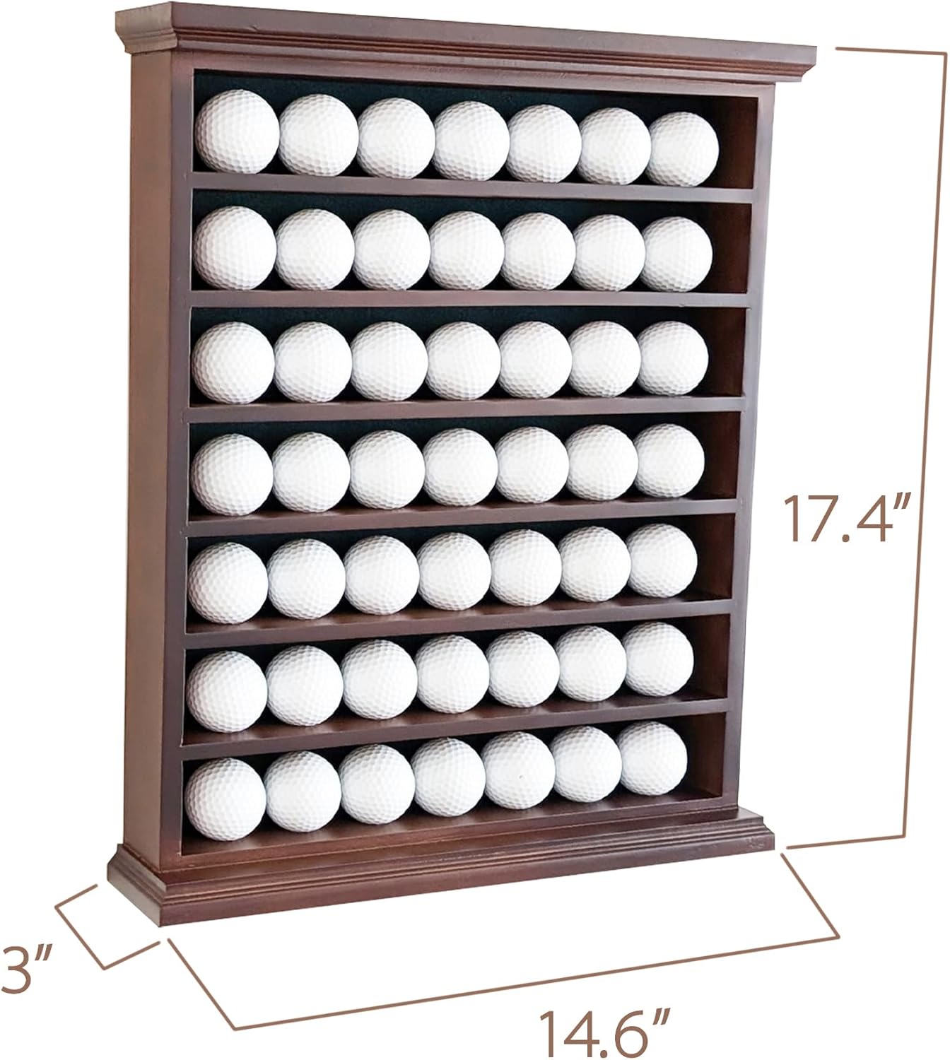 Luxurious Display Cabinet for Golf Balls - Perfect Showcase for Vice, Taylormade, Titleist Golf Balls - Elegant Mahogany Construction, Holds 49 Golf Balls, Ideal Collectible for Golf Enthusiasts