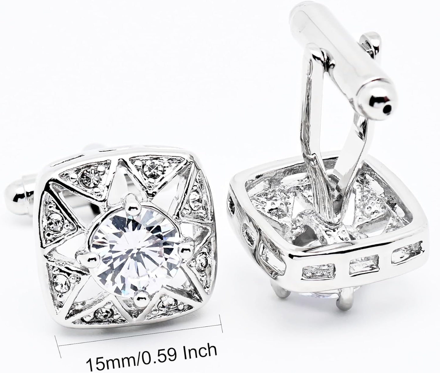 Faceted Transparent Crystal Cufflinks for Men In Gift Case Square Shape Gemstone Men's Cufflinks Jewelry for Wedding Party Business Birthday Anniversary Dress