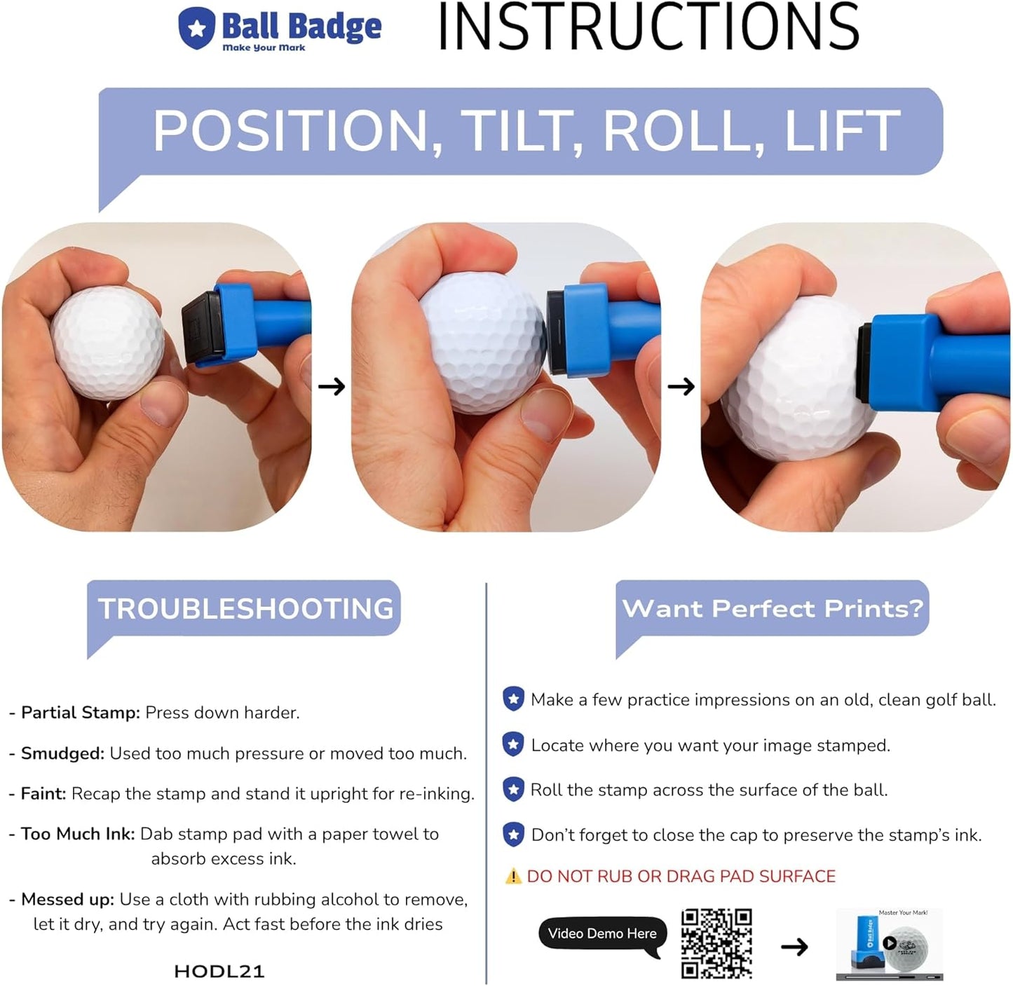 Ball Badge - Golf Ball Stamp (The Golf Series), Golf Ball Marker, Reusable Golf Ball Marking Tool to Identify Golf Balls
