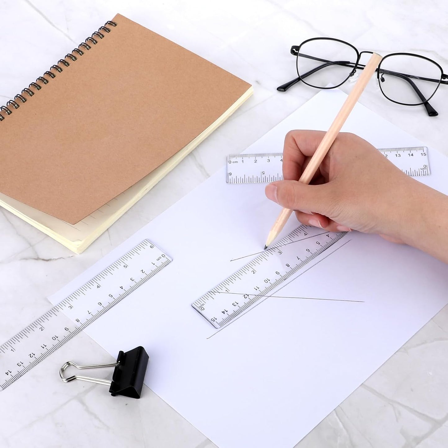 3 Pack 6 Inch Ruler Set Plastic Straight Ruler Transparent Measuring Tool Acrylic Clear Ruler for School Office Student