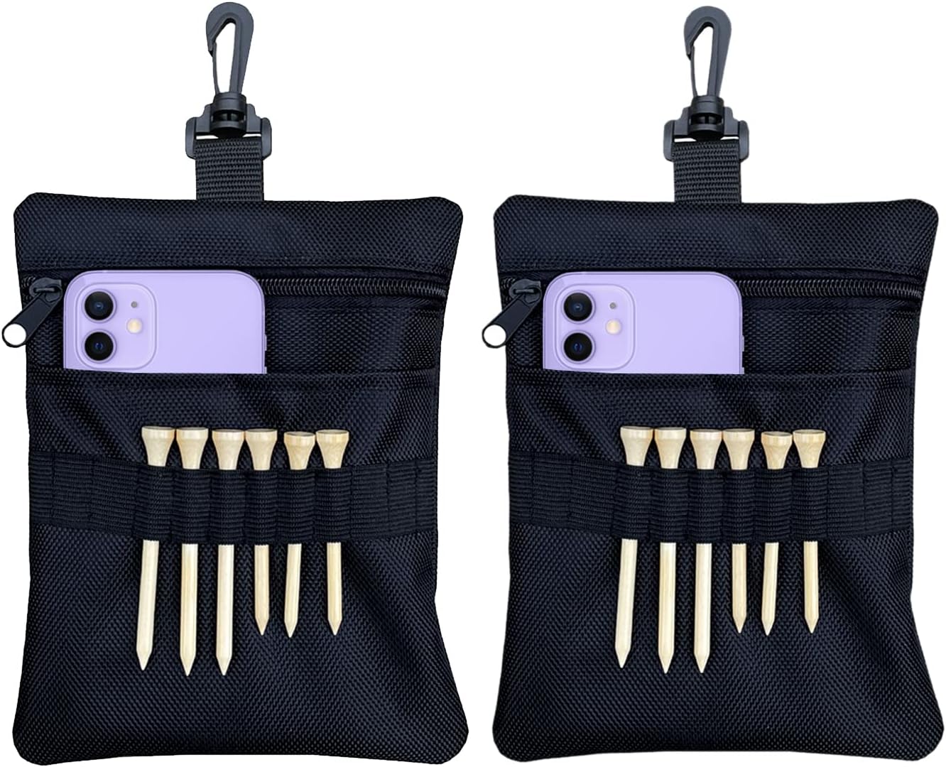 Golf Tee Pouch Bag, Zipper Golf Ball Bag, Accessory Pouch for Men