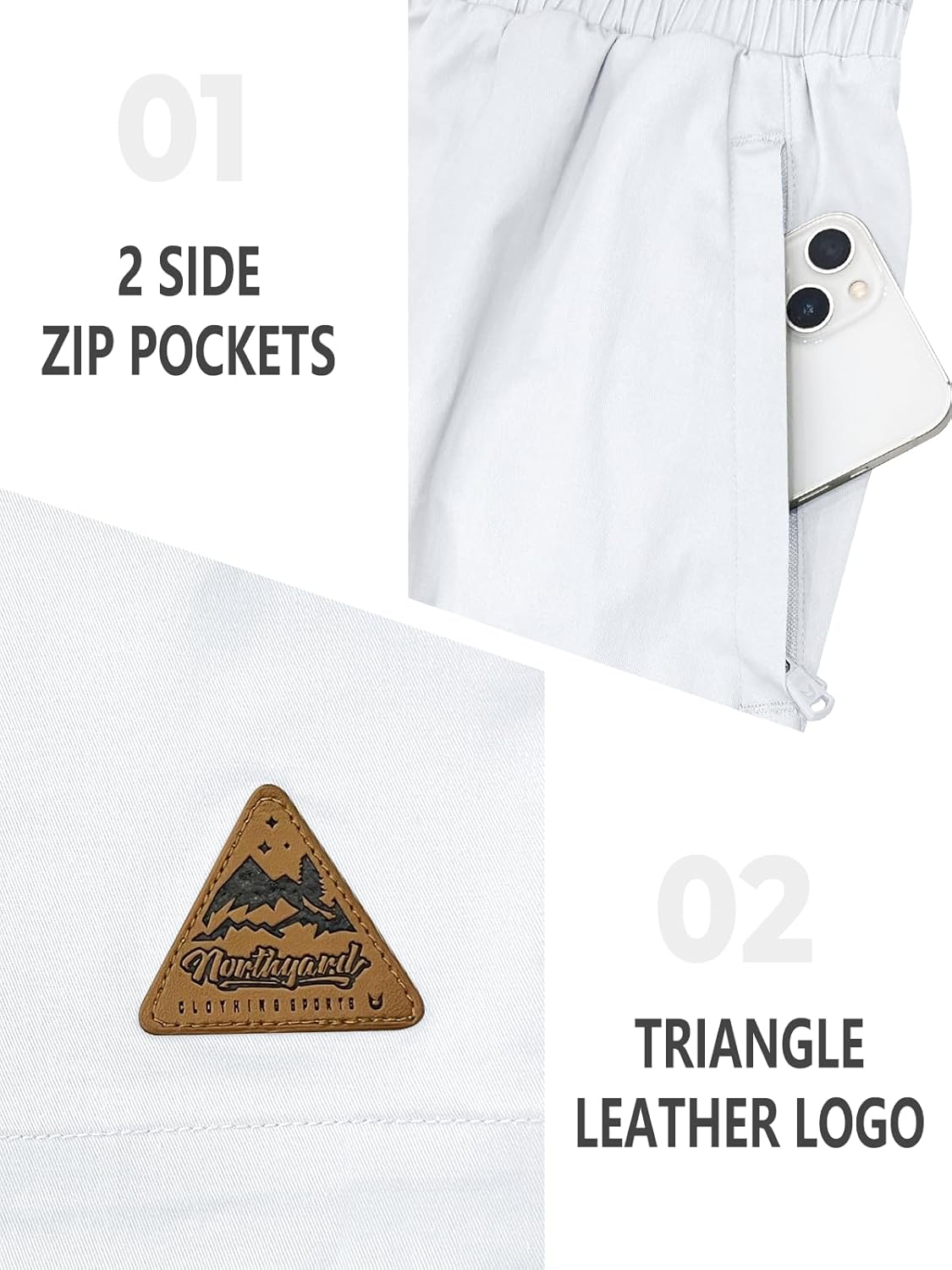 NORTHYARD Mens Casual Shorts-Cotton 9" Golf Hiking Drawstring Elastic Waist Work Shorts with Zipper Pockets