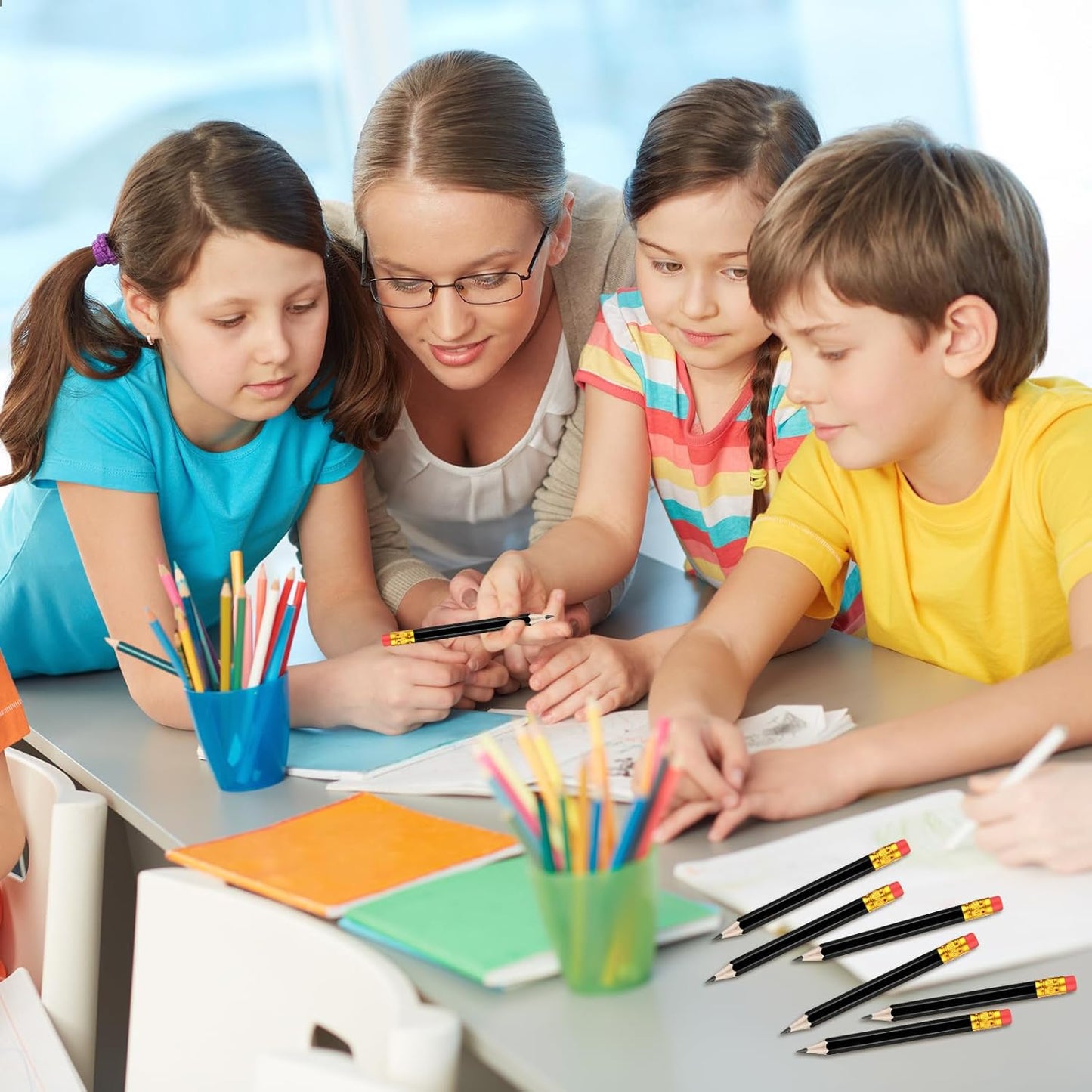 Chivao 288 Pieces Golf Mini Pencils Bulk with Eraser #2 HB Golf Short Pre Sharpened Pencils for Party Favors Office Supplies 4 Inch(Black)