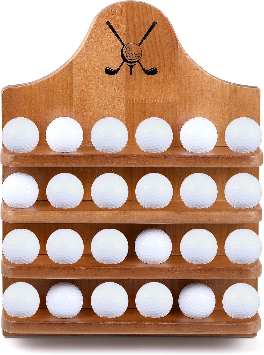 Marsui Wooden Golf Ball Display Case 24 Balls Wall Mounted Golf Ball Display Holder Father's Day Collection Gifts for Golf Ball Enthusiasts Dad, 15. 8 x 11. 8 Inch