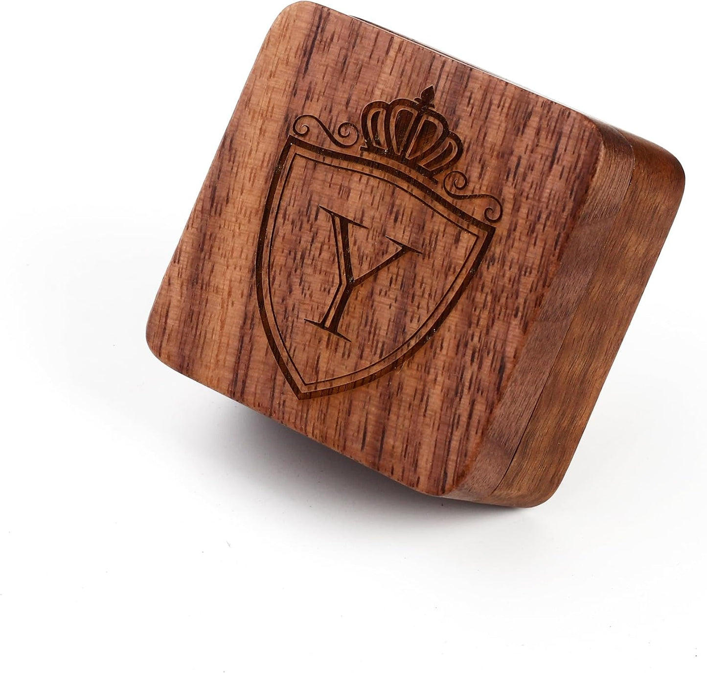 Mens Initial Silver Cufflinks A-Z Alphabet Letter Steel Cuff Links with Engraved Walnut Wood Box Groom Groomsman Wedding Set…