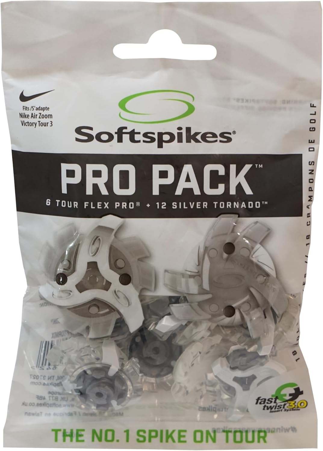 Softspikes - Replacement Spikes for Nike Tour Victory 3 - Tour Flex Pro/Tornado Pro Pack - 18 Count, Transclucent/White - for Tour-Level Traction