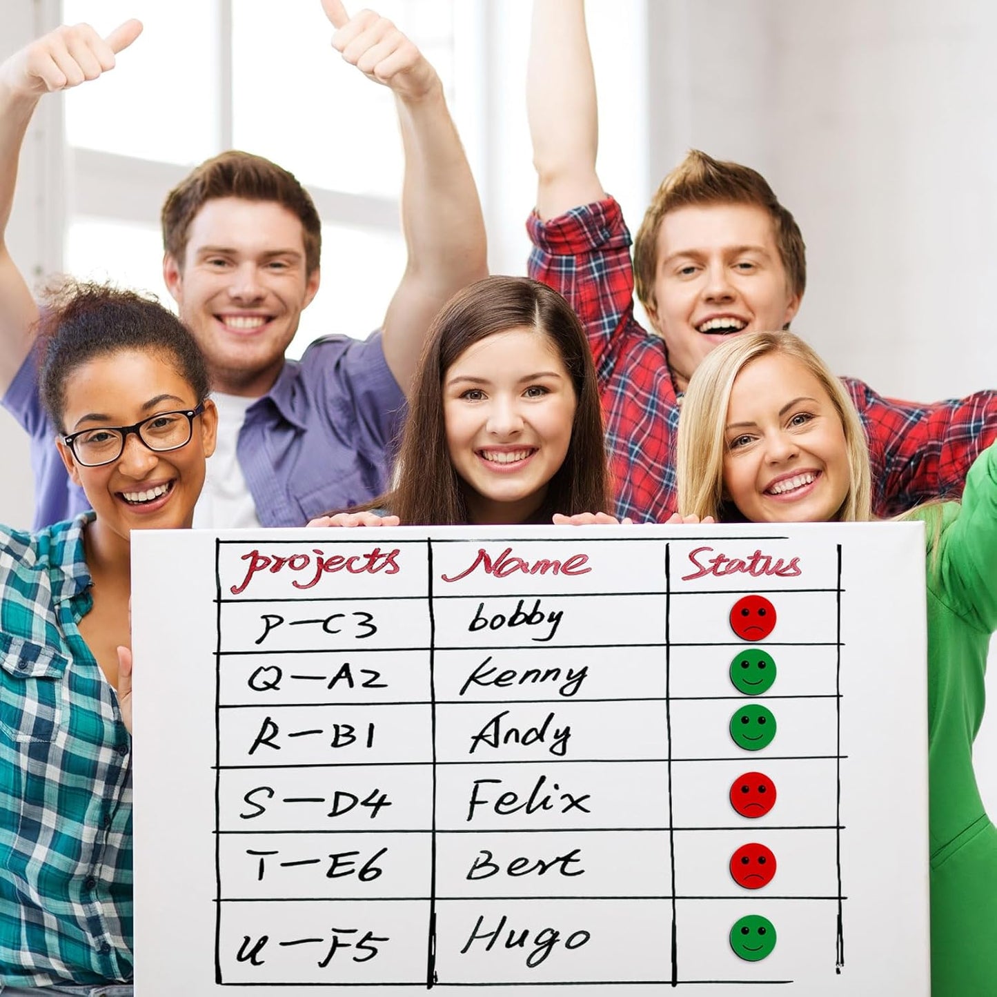 Xuhal 40 Pcs Double Sided Red Green Magnets 1.26'' Red Green Flip Reversible Magnets Dots for Whiteboard Mini Colored Double Sided Reversible Circle Indicator for Office Classroom Decoration (Smile)