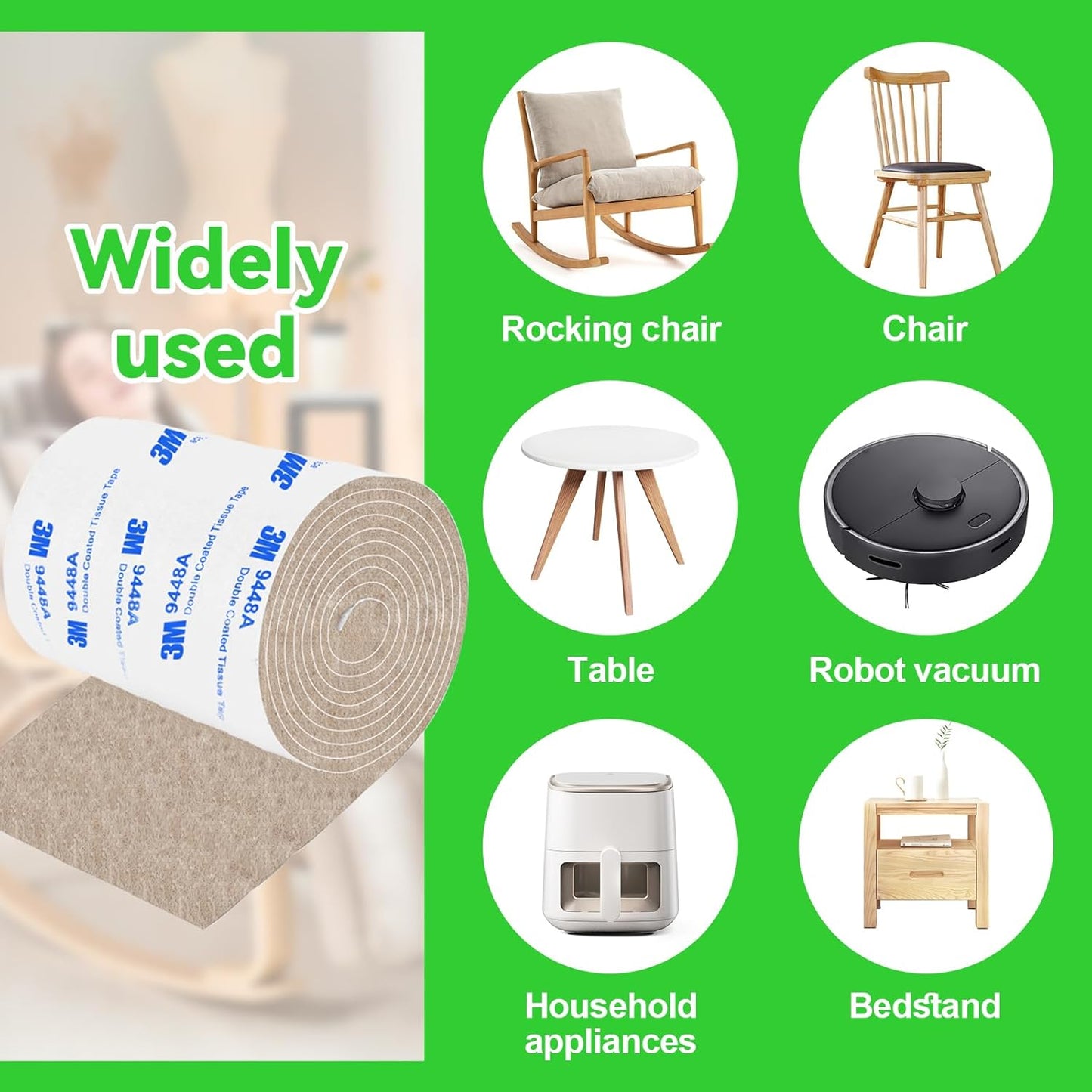 Felt Furniture Pads - 1 Roll 5"x40" Beige Adhesive Felt Tape Floor Protectors