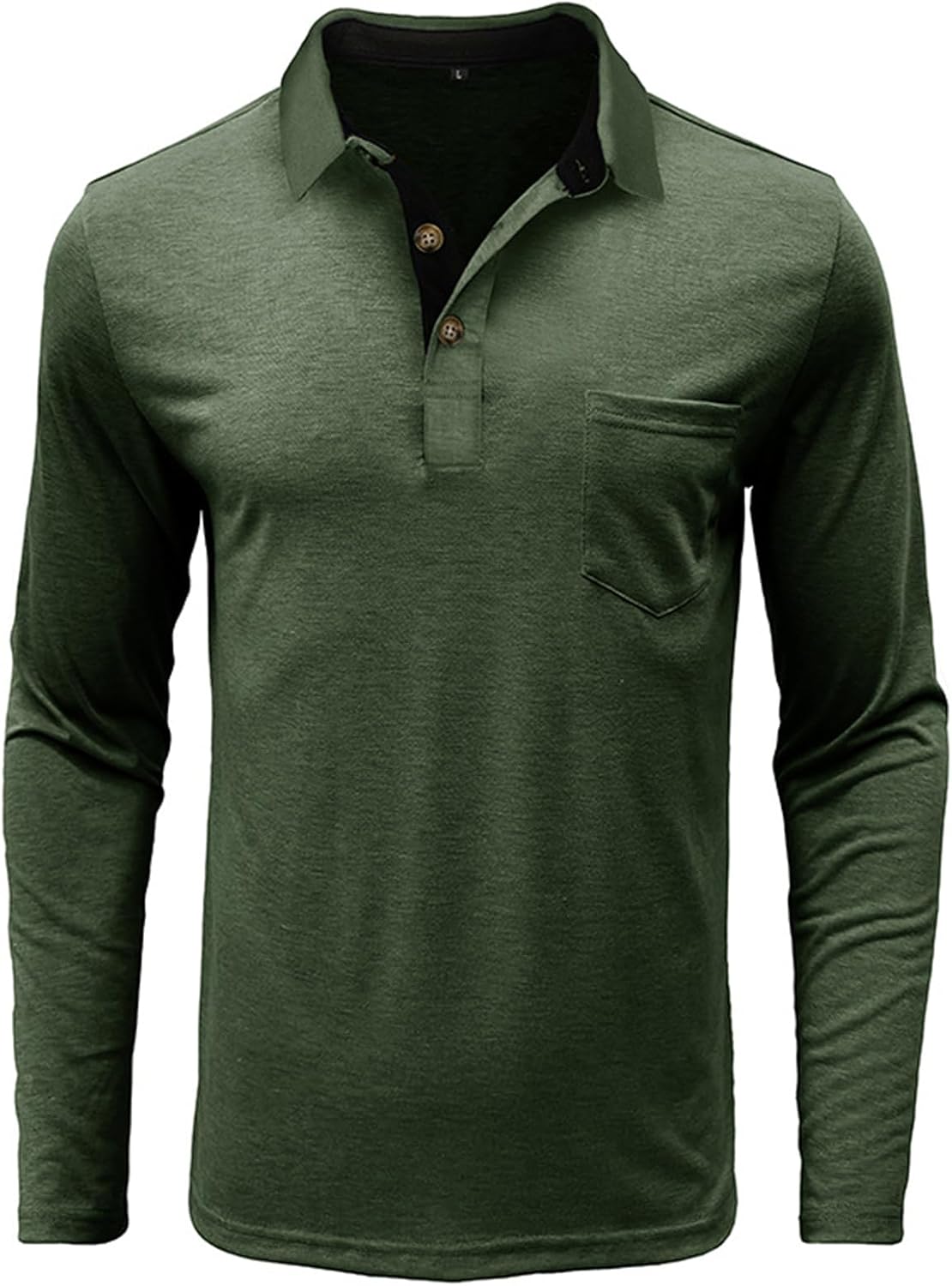 Mens Long Sleeve Polo Shirts Casual Moisture Wicking Golf Polo Shirts with Pocket
