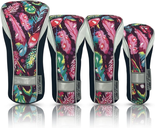 Taboo Fashions Monaco Golf Club Covers for Women - Numbered Golf Headcovers Set for Driver, Fairway and Hybrid Clubs - Weather Resistant, Pack of 4