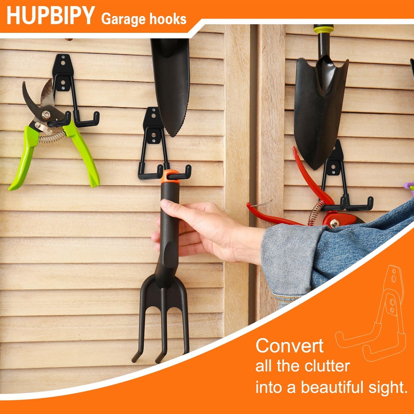 Heavy Duty Garage Hooks 10 Pack, 5.1 inch Medium U Shaped Hanger, Wall Mounted Storage System, Power and Garden Tool Organizer, for Hanging Ladders, Hose, Bulk Items and More