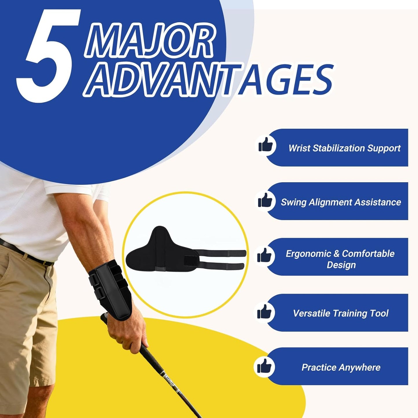 Flush Daddy Pro Golf Trainer – Golf Wrist Brace & Swing Alignment Support, Wrist Stabilizer & Grip Corrector for Beginners, Improve Wrist Position & Perfect Your Swing