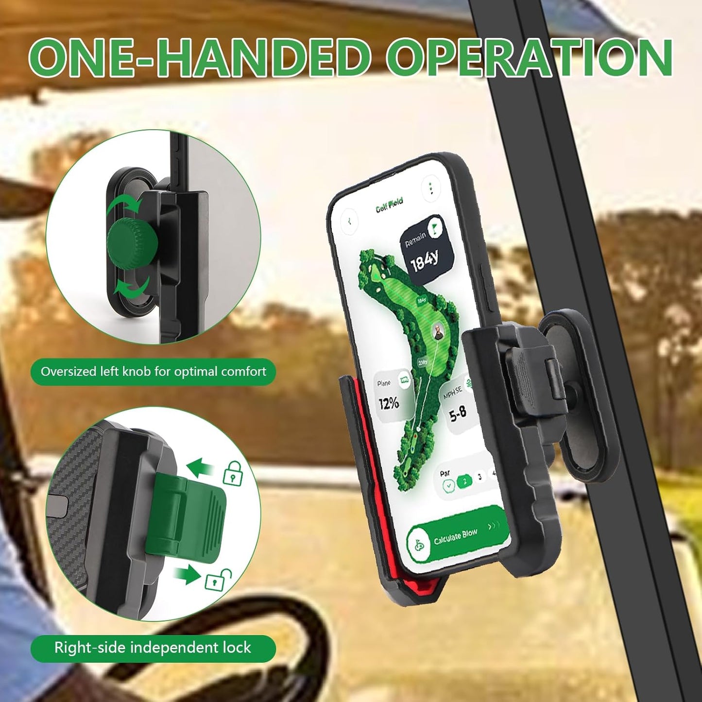 EagleFlight Magnetic Golf Cart Phone Holder - N54 Ultra Strong Magnet,Compatible with EZGO, Club Car & Yamaha Carts, 360° Adjustable, Fits iPhone 15 Pro Max/S24 Ultra, Golf Accessories Gifts for Men