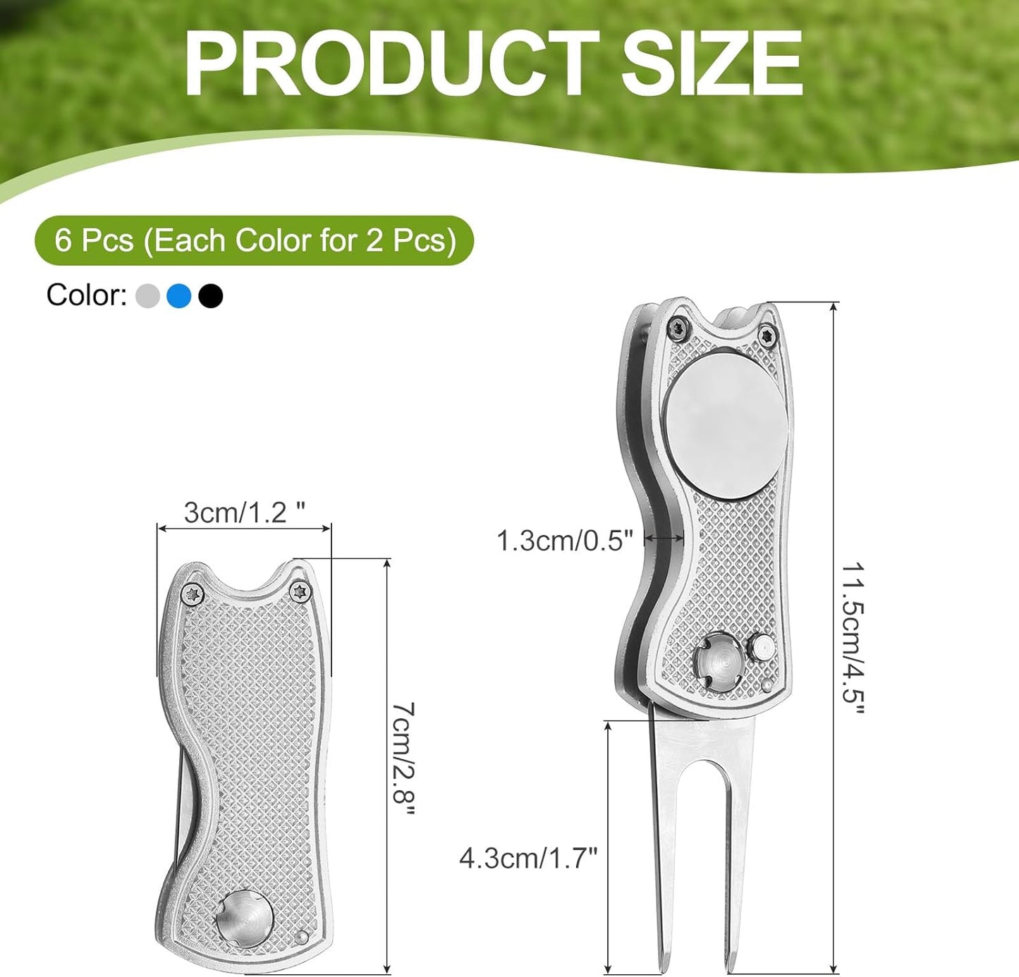 PATIKIL Golf Divot Repair Tool, Foldable Metal Golf Green Divot Tool with Magnetic Ball Marker & Stainless Steel Fork