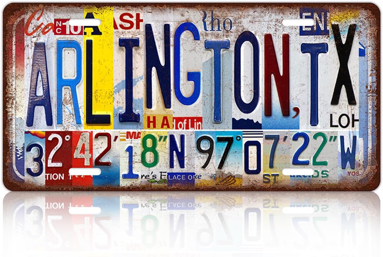 Vintage City Wall Decor Arlington,Tx License Plate Metal Sign Tin Signs Poster
