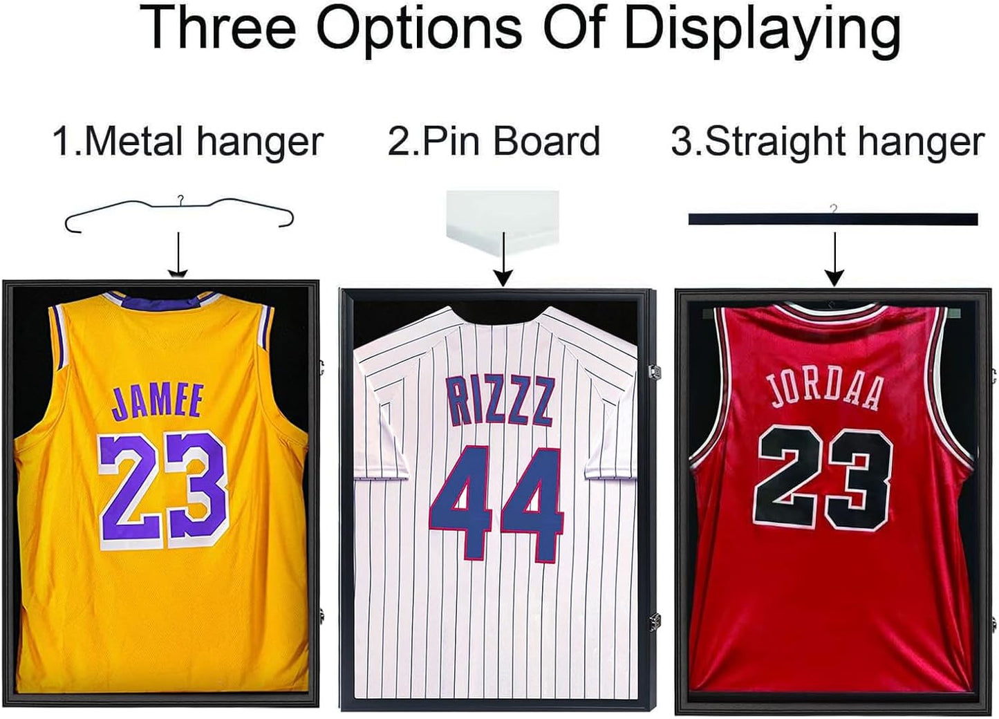 IHEIPYE Jersey Display Case Jersey Frame Large Shadow Box Lockable with UV Protection Acrylic and Hanger for Baseball Basketball Football Soccer Hockey 2XL Sport Jersey Shirt,Black