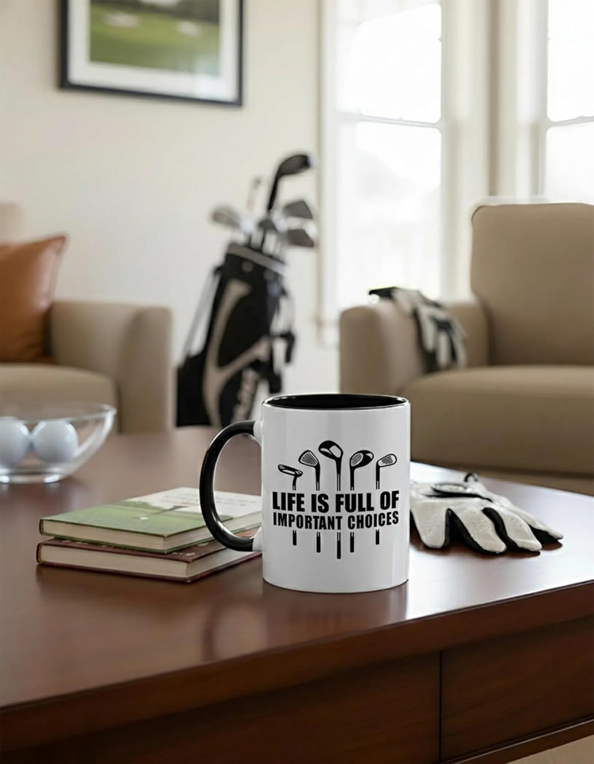 Funny Golf Gifts for Men Golfers, Golf Mugs for Men Funny “Life is Full of Important Choices” Design, Golfing Mug Black Handle, Coffee Mugs Golfs for Office, Christmas Gift, Fathers Day Golfs Cup
