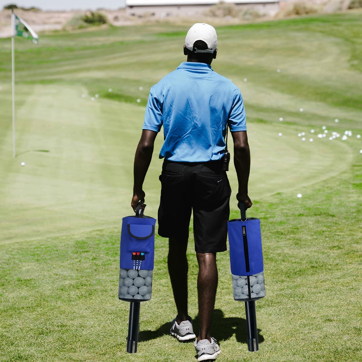 HOW TRUE Golf Ball Retriever, Portable Shag Bag Golf Ball Pick Up with Removable Plastic Tube, Pocket Shagger Storage