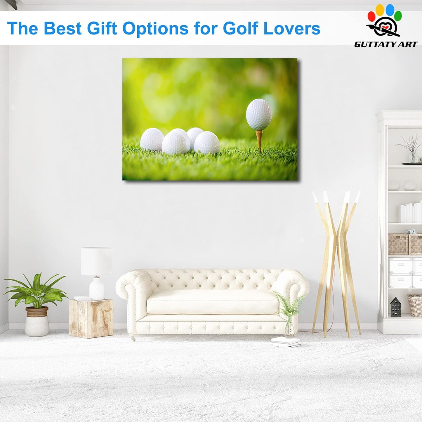 Canvas Wall Art, Golf Wall Art Painting Prints for Living Room Wall Decor, Golf Balls Close Up Detail Poster Picture for Bedroom Decor, Framed Artwork for Office Home Decoration 28x40 Inches