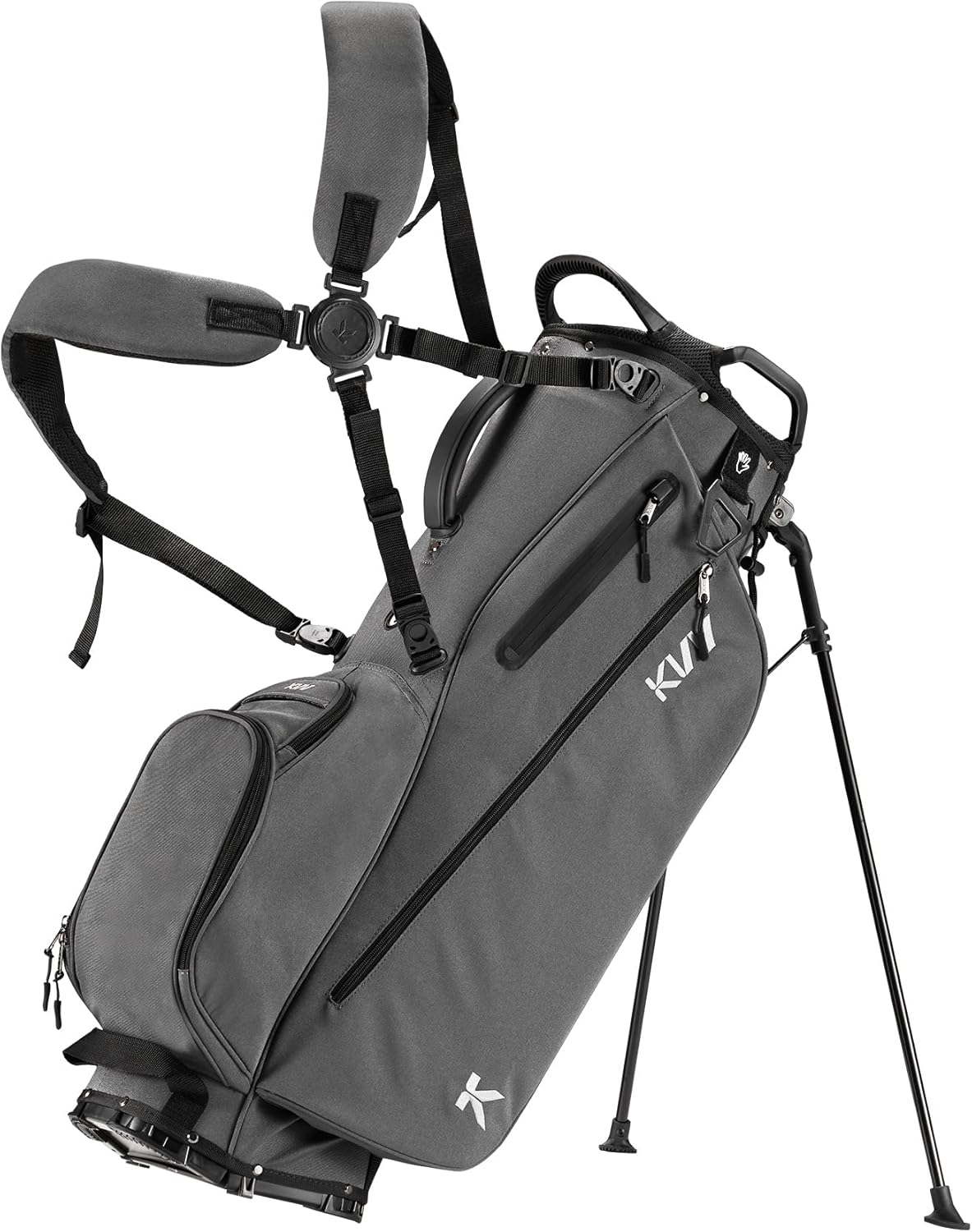 KVV Lightweight Golf Stand Bag with 7 Way Full-Length Dividers, 5 Zippered Pockets, Automatically Adjustable Dual Straps，Elegant Design