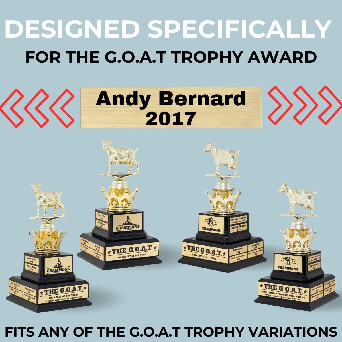 Large Goat Trophy-G.O.A.T.-Greatest of All Time Funny Trophy-Traveling Perpetual Award