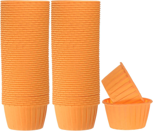 HARFINGTON 100Pcs Cupcake Baking Cups 3.5oz Standard Size Paper Cupcake Liners Greaseproof Wrappers Disposable for Wedding Birthdays Christmas Dessert, Orange