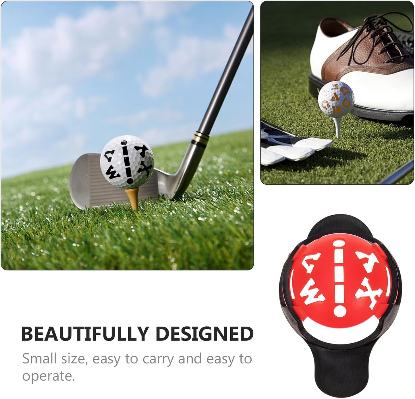 Golf Ball Line Maker with Multiple Pattern Stencils for Accurate Alignment and Swing Marking Use Golf Accessories for Outdoor Courses Includes Black and Red Markers