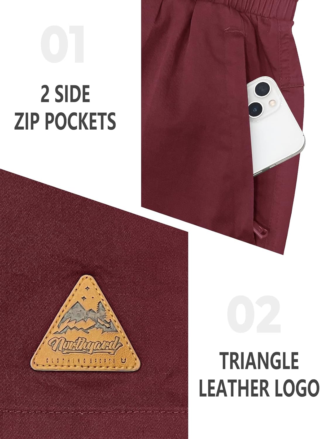 NORTHYARD Mens Casual Shorts-Cotton 9" Golf Hiking Drawstring Elastic Waist Work Shorts with Zipper Pockets