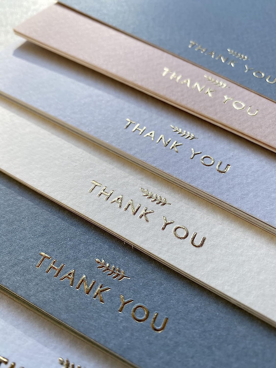 RUN2PRINT (36 Pack Thank You Cards With Envelopes & Foil Stickers - Elegant Dusty multicolored Emboss Gold Foil Pressed - Blank Notes Wedding, Bridal, Baby Shower, Business and Formal All Occasion Cards