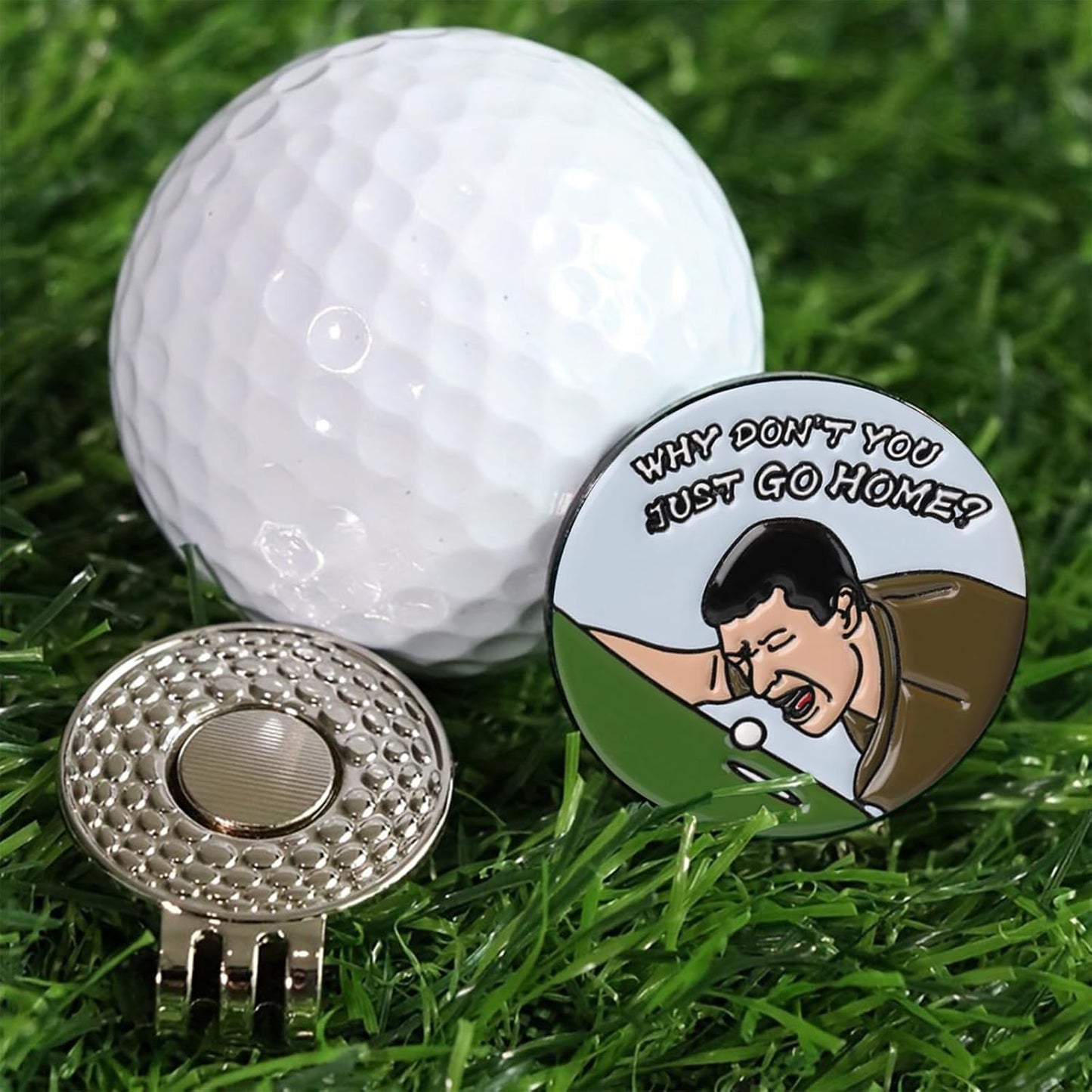 Golf Ball Marker with Magnetic Hat Clip, 3 Pack Happy-Gilmore Golf Ball Markers, Personalized Golf Accessories for Hats, Gloves, Bags, Perfect for Golf Rounds, Practice, Gifts for Golf Fans