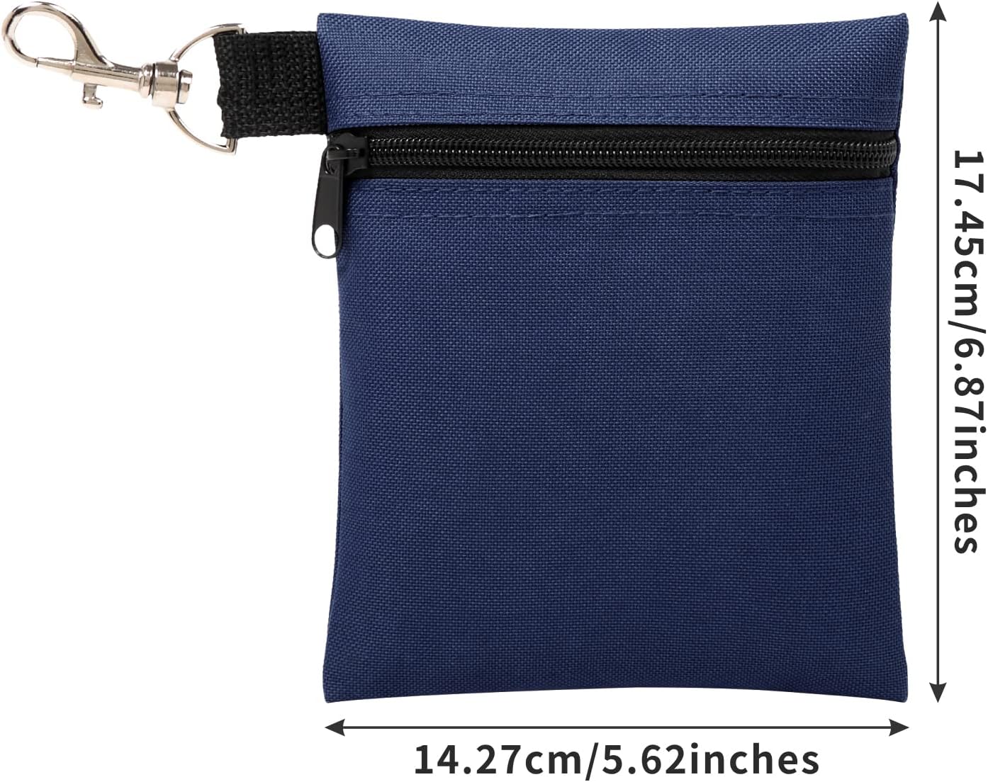 BuyAgain Golf Tee Pouch, 5.62 X 6.87 Inch Professional Zipper Golf Tee/Ball Pouch Bag with Metal Lobster Claw Clip