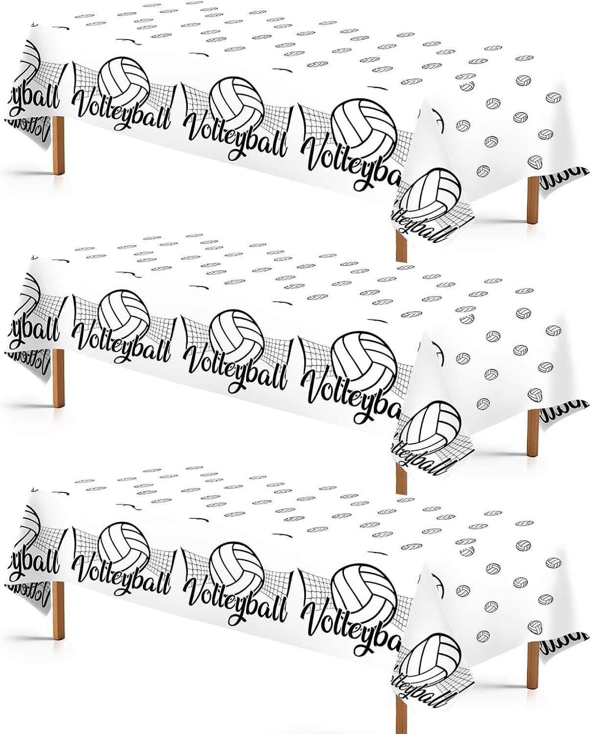 Grencian 3Pcs Volleyball Birthday Party Tablecloth Volleyball Plastic Table Covers Sports Theme Disposable Table Cloth for Girls Birthday Party Decorations